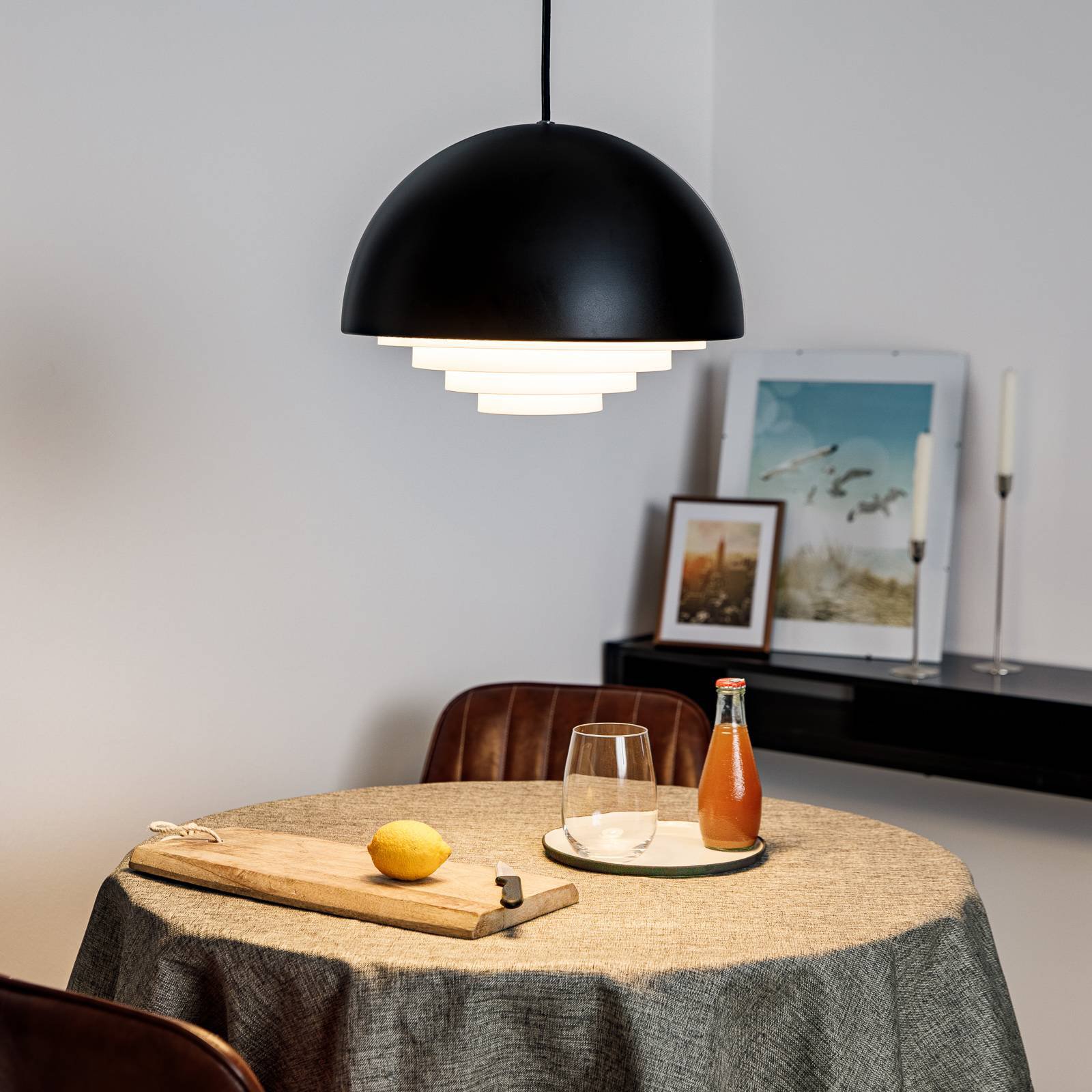 Svart pendellampe Motown, 36 cm