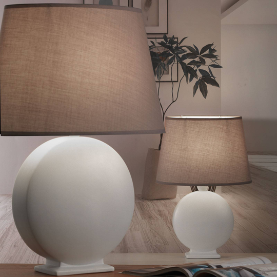 Zen bordlampe, beige skjerm, keramisk fot, 60 cm