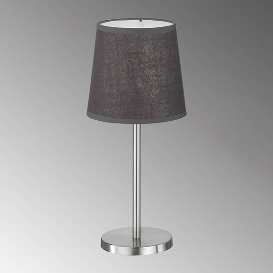 Eve bordlampe med stoffskjerm, matt nikkel/grå