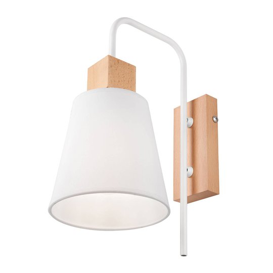 Aldonn vegglampe av tre med stoffskjerm