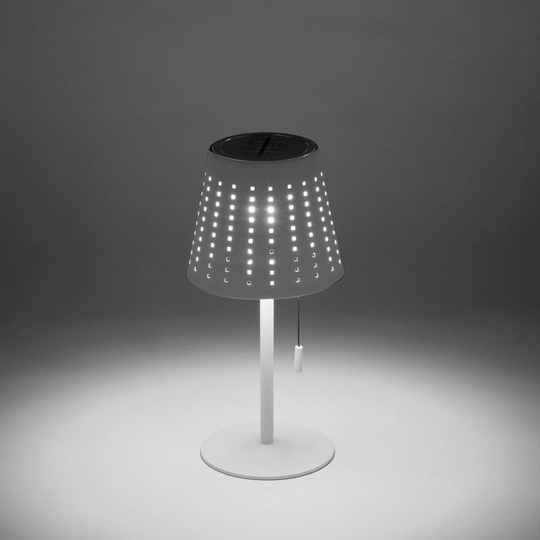 Mandy LED-bordlampe USB-port, solcelle, hvit