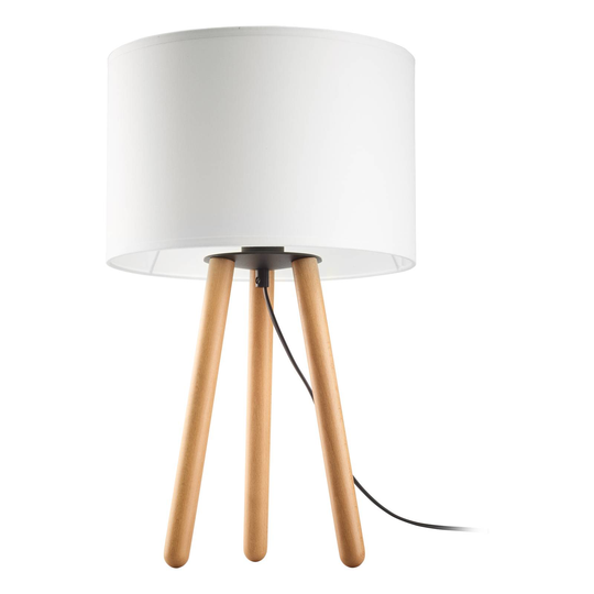 Bordlampe Tokyo, tripod av tre, bøk/hvit