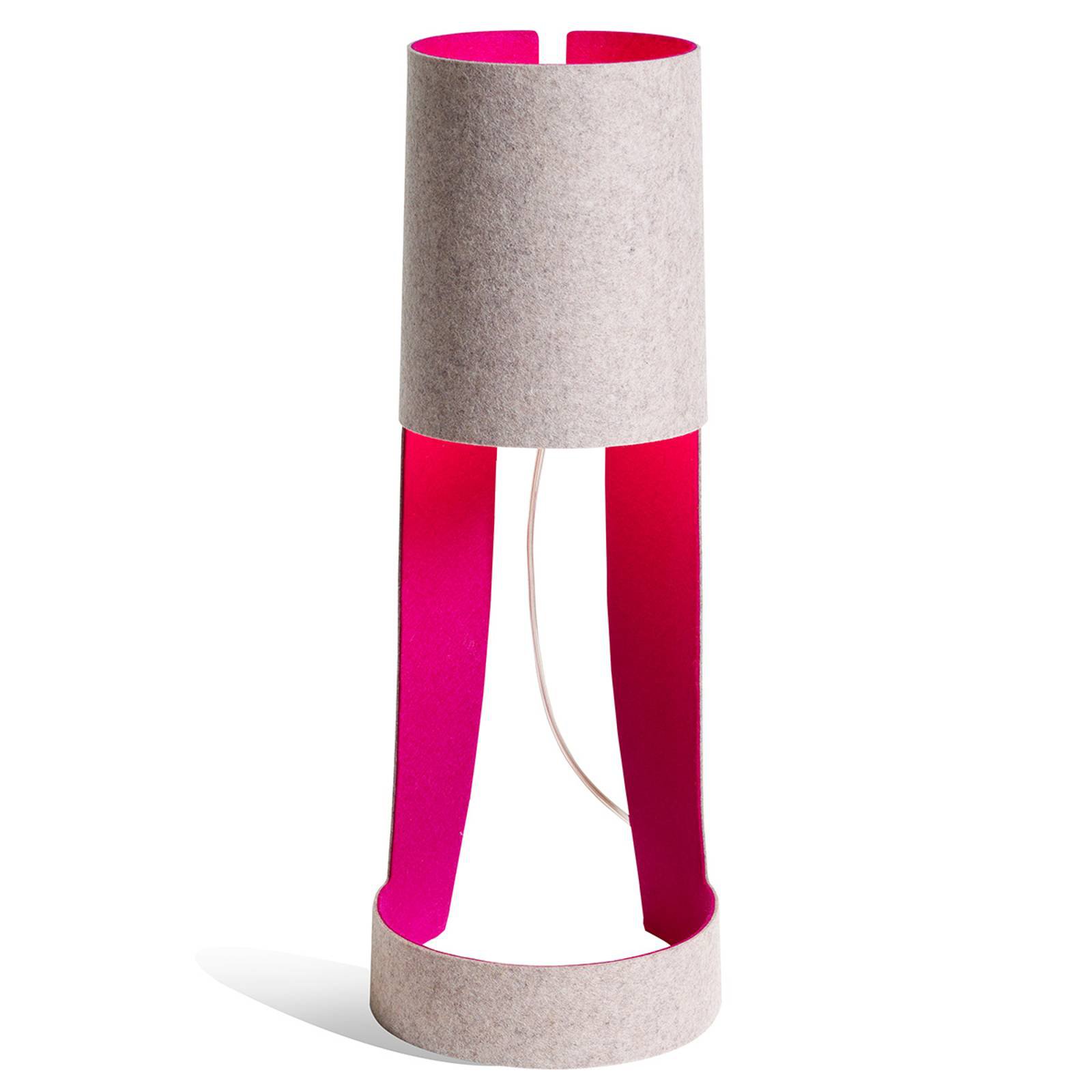 Mia bordlampe i grått og fuksia