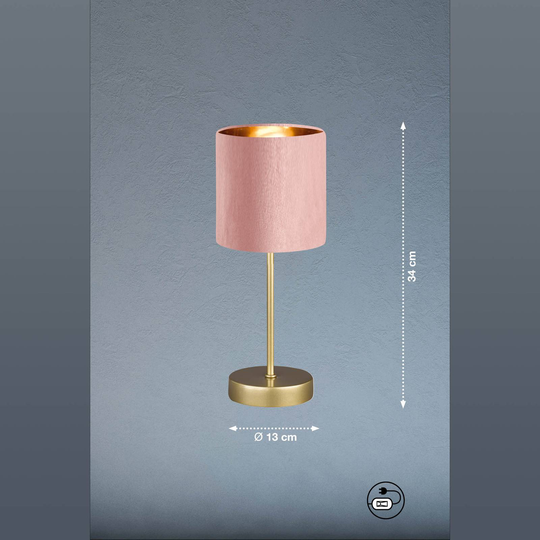 Aura bordlampe, fot gull, skjerm rosé/gull