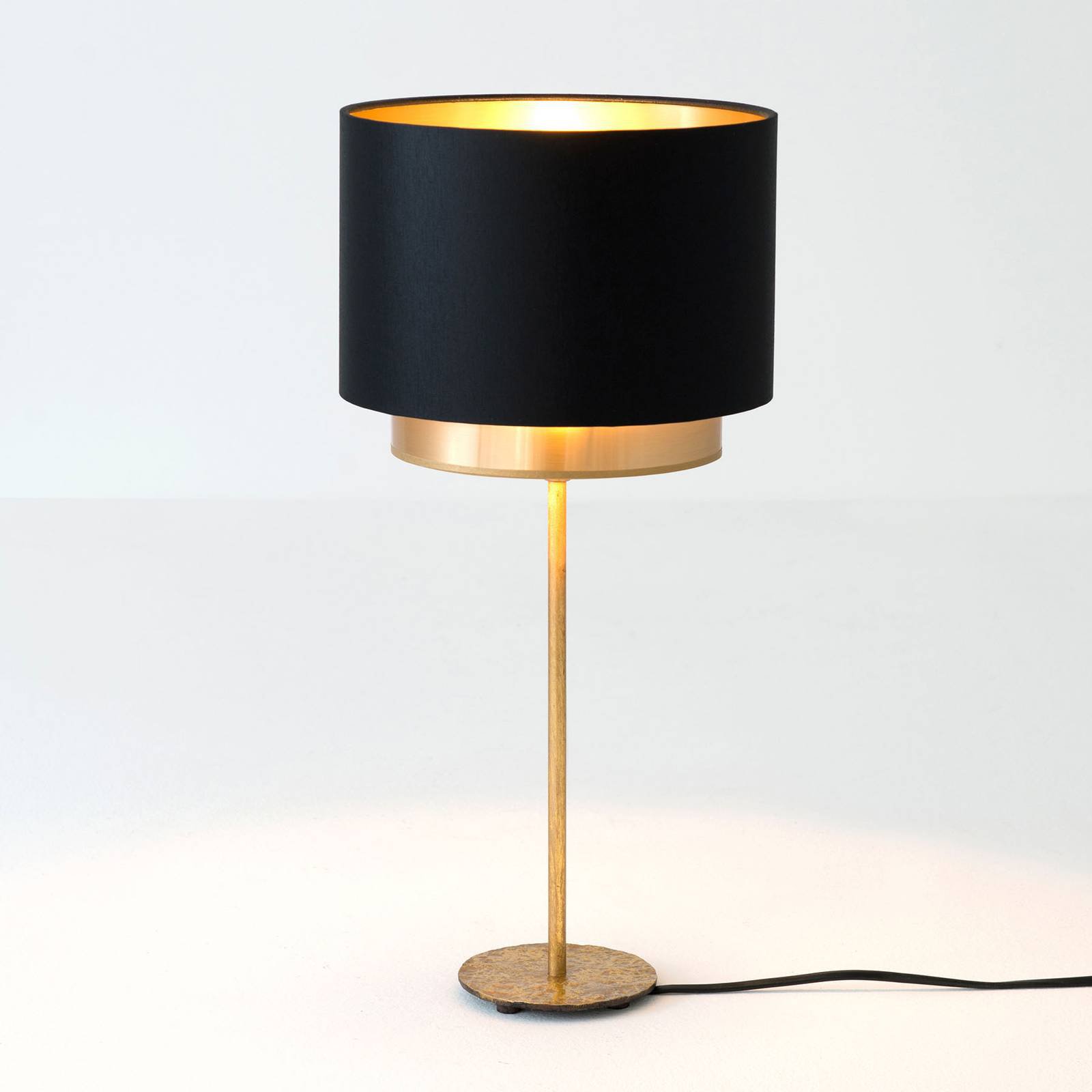 Bordlampe Mattia, chintz, svart/gull