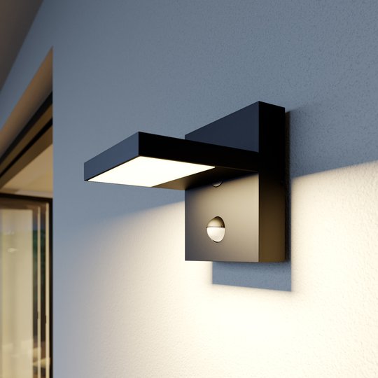 Utendørs LED-vegglampe Silvan, mørk grå, sensor