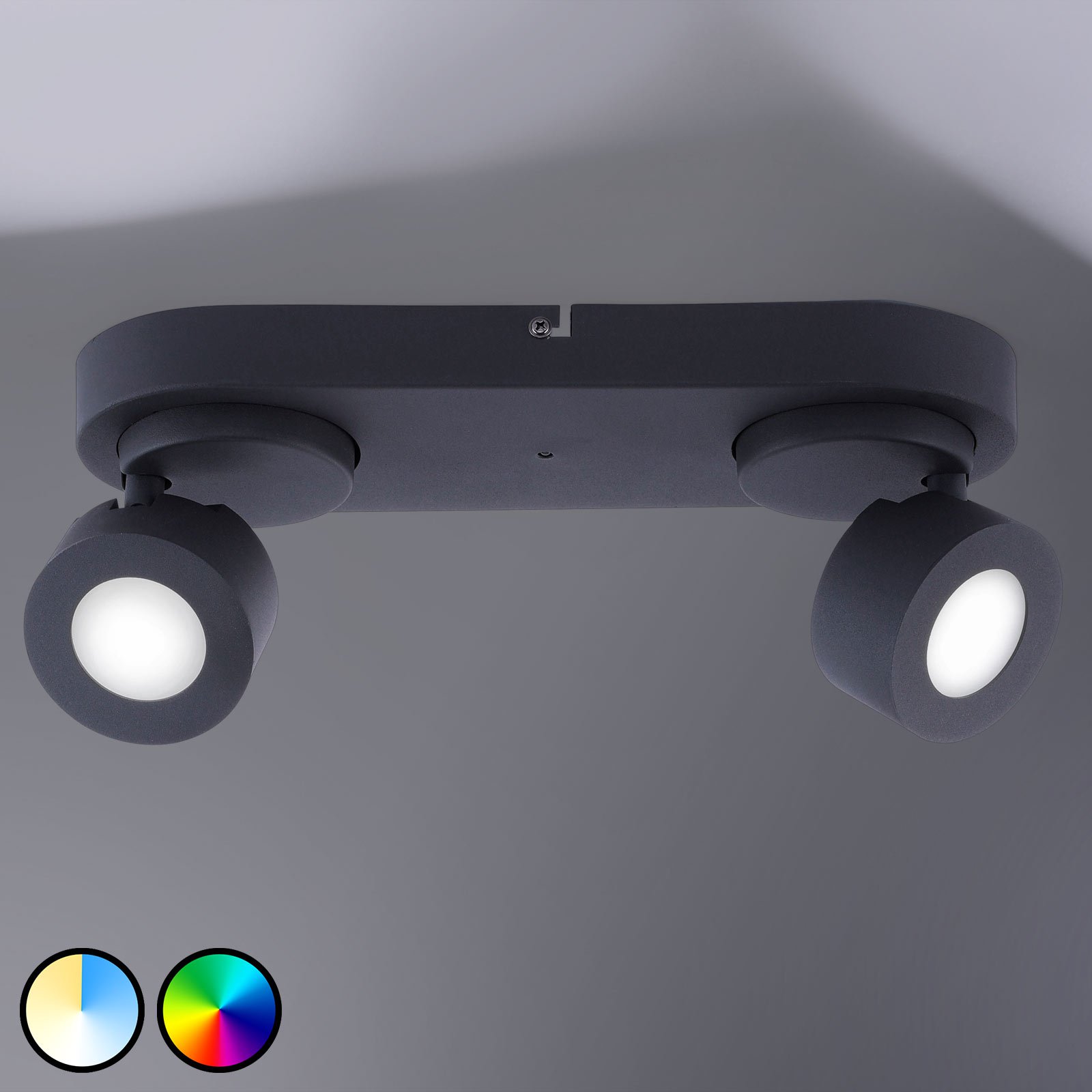 Trio WiZ Sancho LED-spot, 2 lyskilder, svart