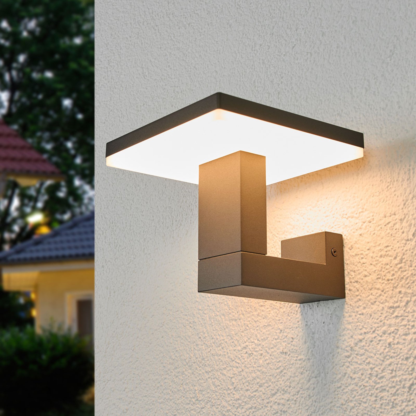 Utendørs LED-vegglampe Olesia, firkantet