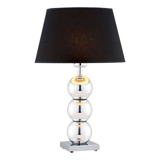 Tekstil-bordlampe Fulda, svart skjerm, kromfot