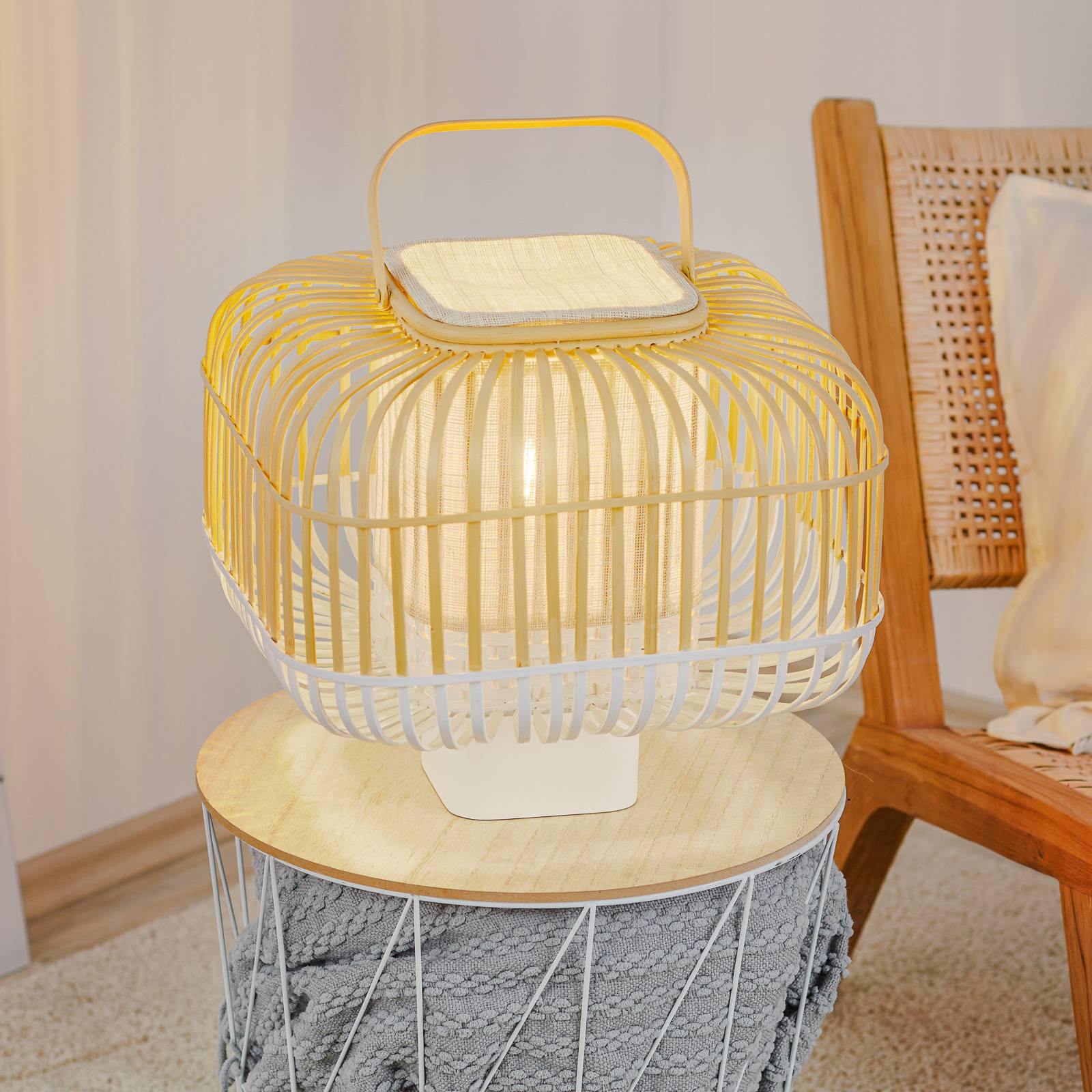 Forestier Bamboo Square S bordlampe i hvit