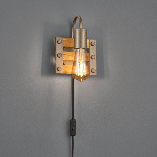 Vegglampe Khan, vintage, kabel + plugg, 1 lyskilde