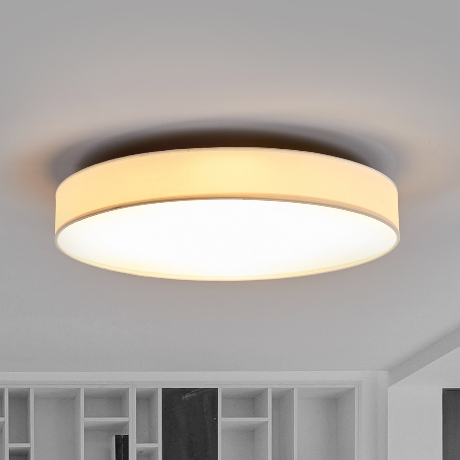LED-stoff-taklampe Saira, 50 cm, hvit