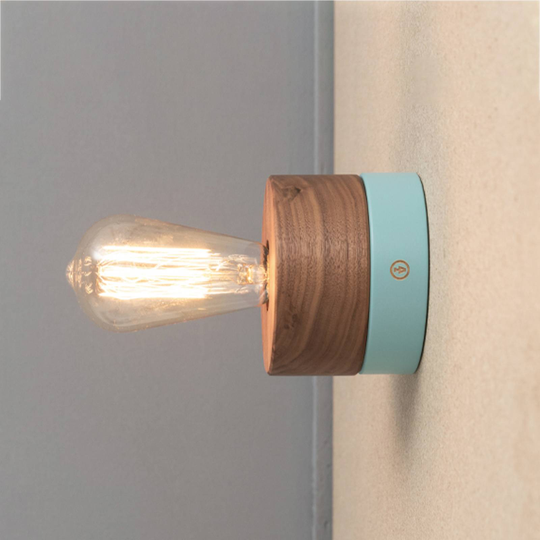 ALMUT 0239 vegglampe, bærekraftig, valnøtt/blå