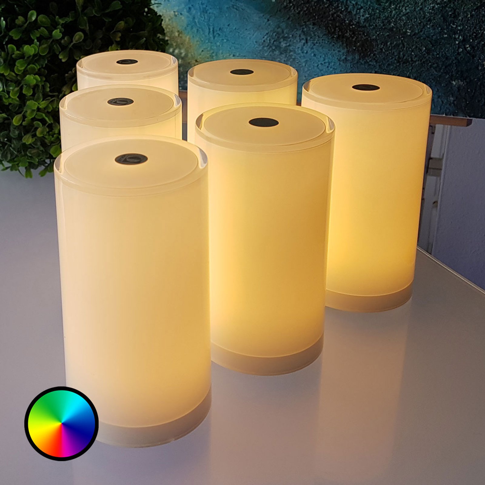 Bordlampe Tub i 6-pakning, styrbar med app, RGBW