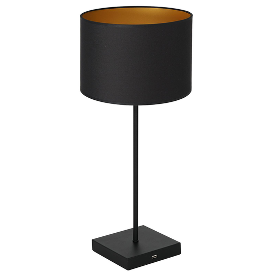 Bordlampe Table, svart, sylinder svart-gull