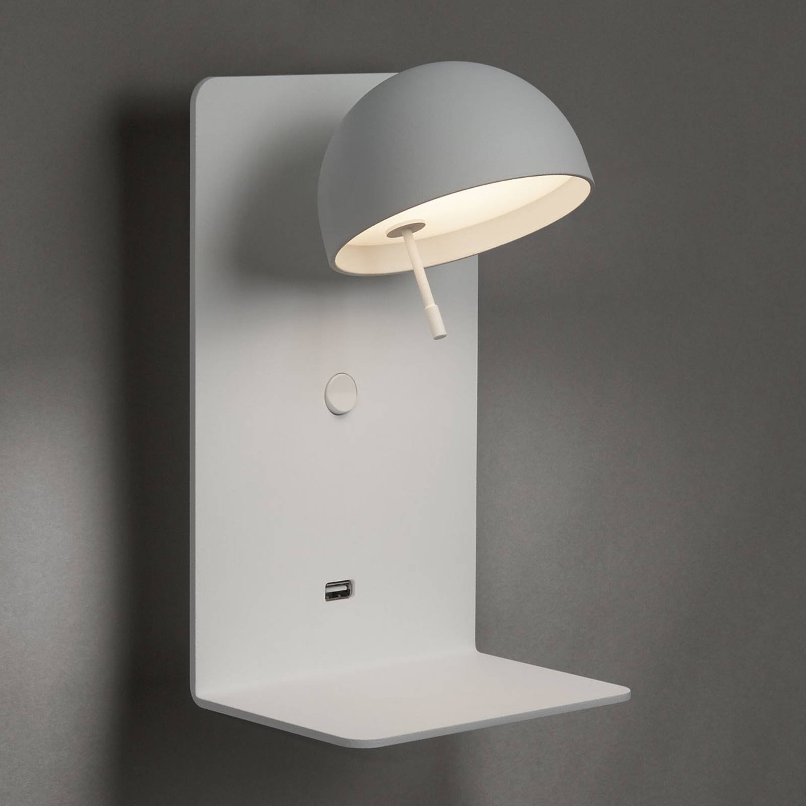 Bover Beddy A/02 LED-vegglampe hvit med USB-port