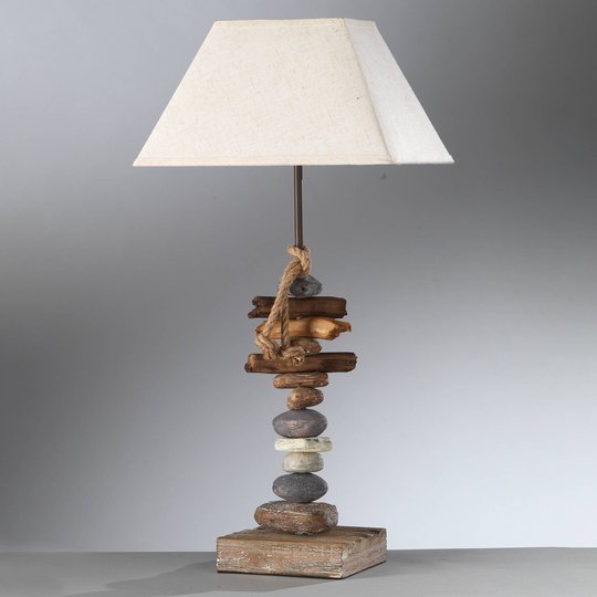 Seregon bordlampe med steindekor, høyde 63 cm