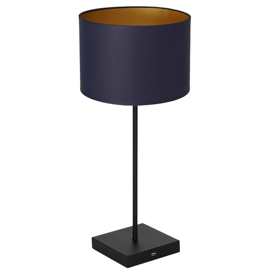 Bordlampe Table, svart, sylinder blå-gull