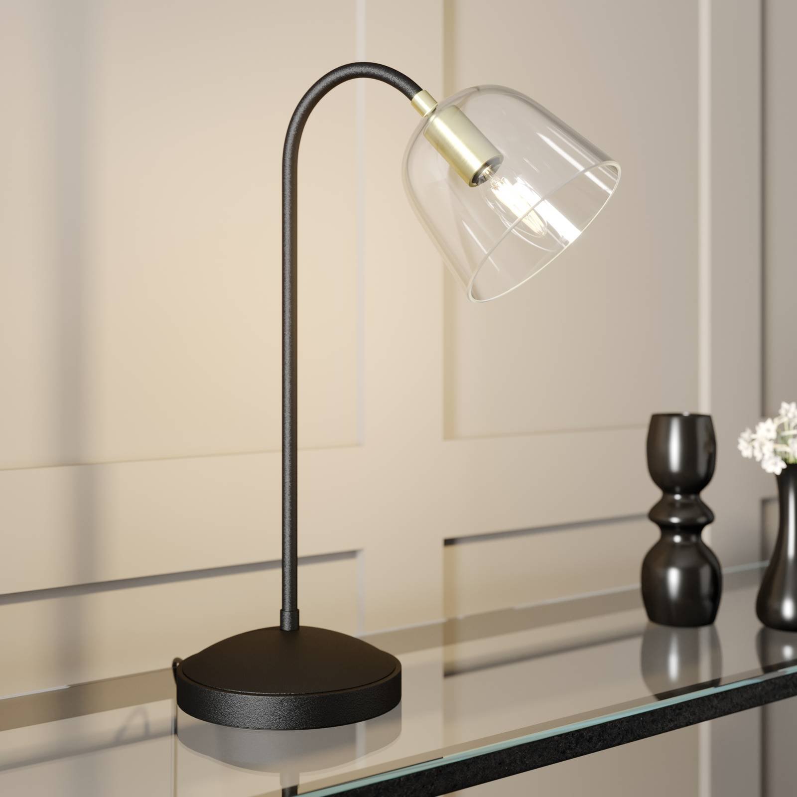Lucande Anjita bordlampe, glasskjerm