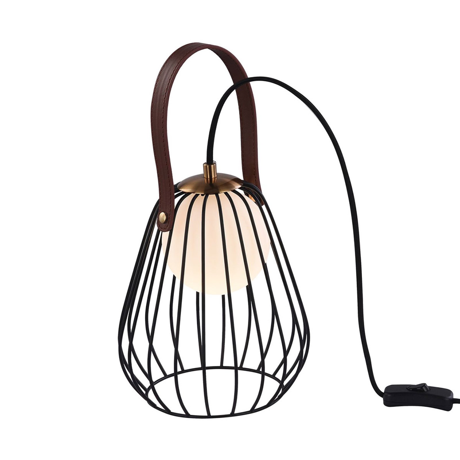 Indiana bordlampe med svart bur-skjerm