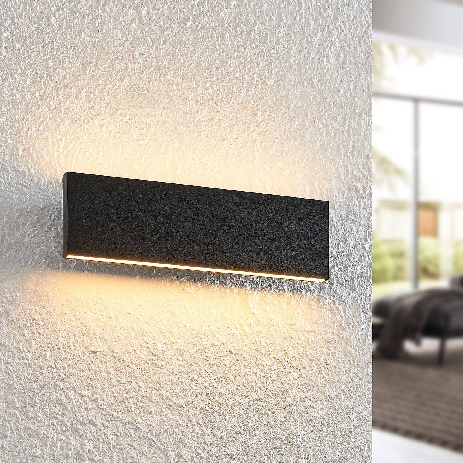 Lindby Ignazia LED-vegglampe, 28 cm, svart