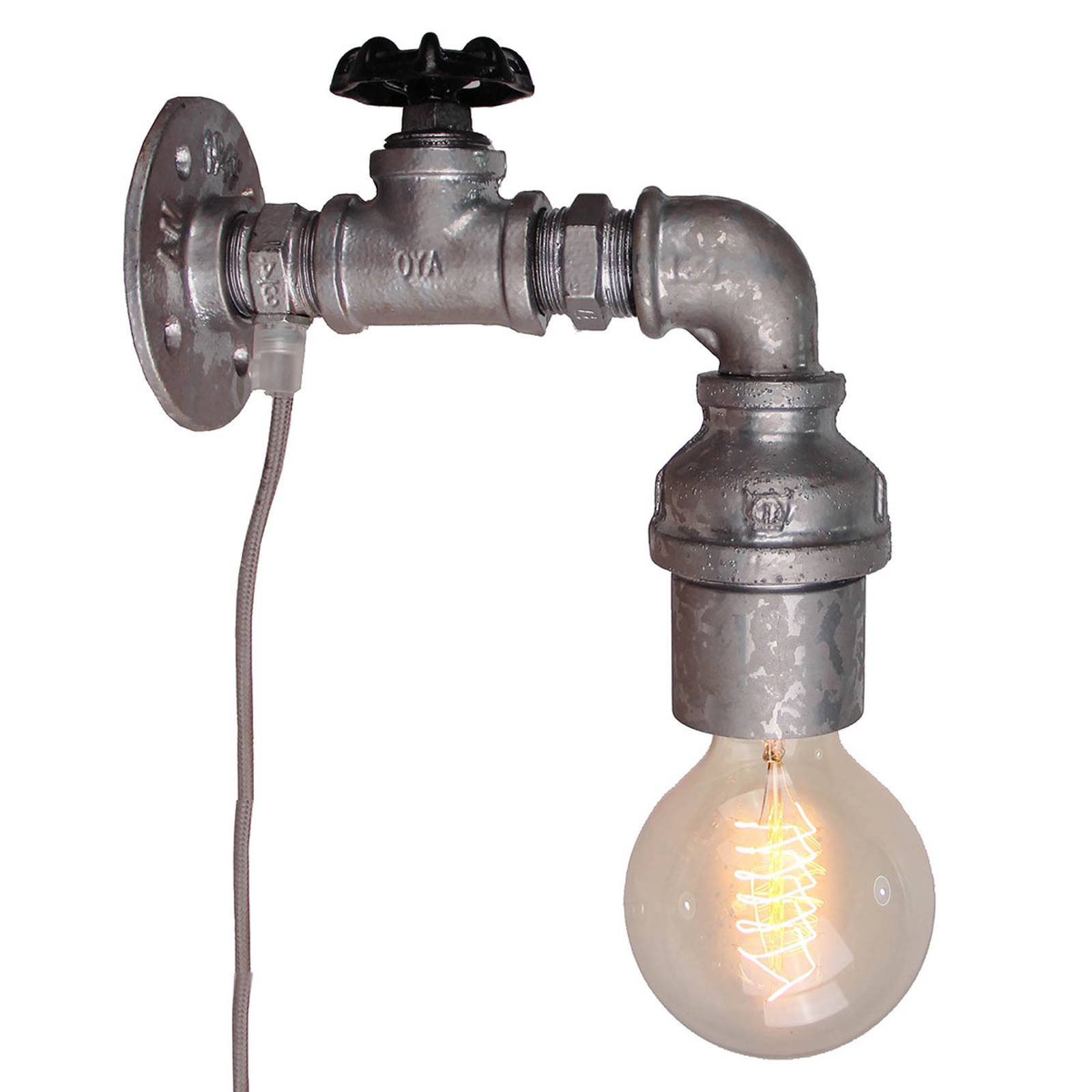 Vegglampe Pipe med bryter