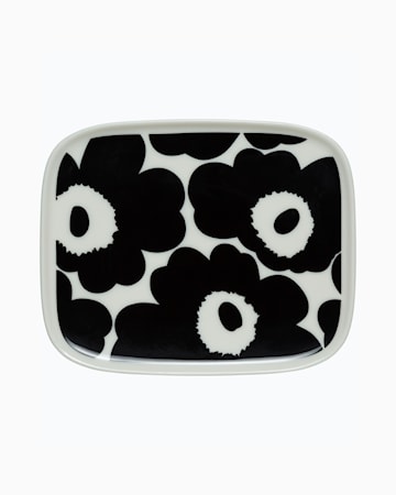 Oiva/Unikko Tallerken 15 x 12 cm Svart-Hvit