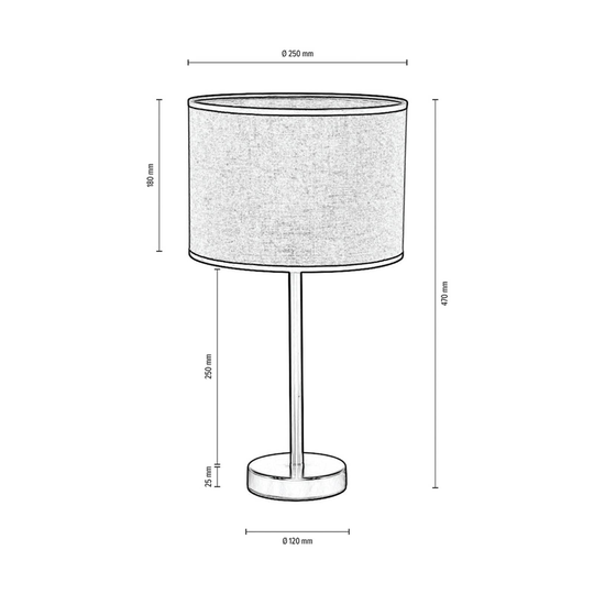 Bordlampe Tubo, tekstilskjerm, beige, Ø 25 cm