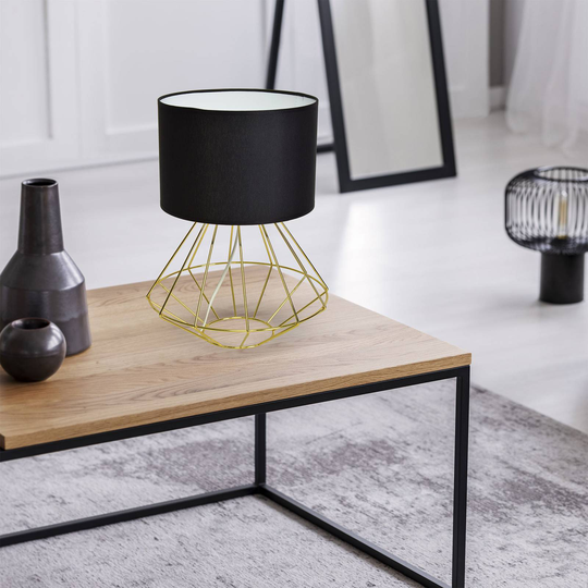 Bordlampe Lupo med svart tekstilskjerm