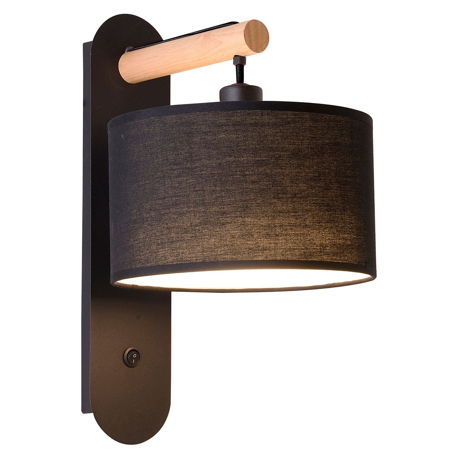 Romeo vegglampe med tekstilskjerm, svart