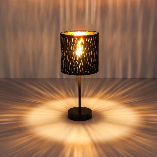 Bordlampe Tuxon med svart, gyllen skjerm