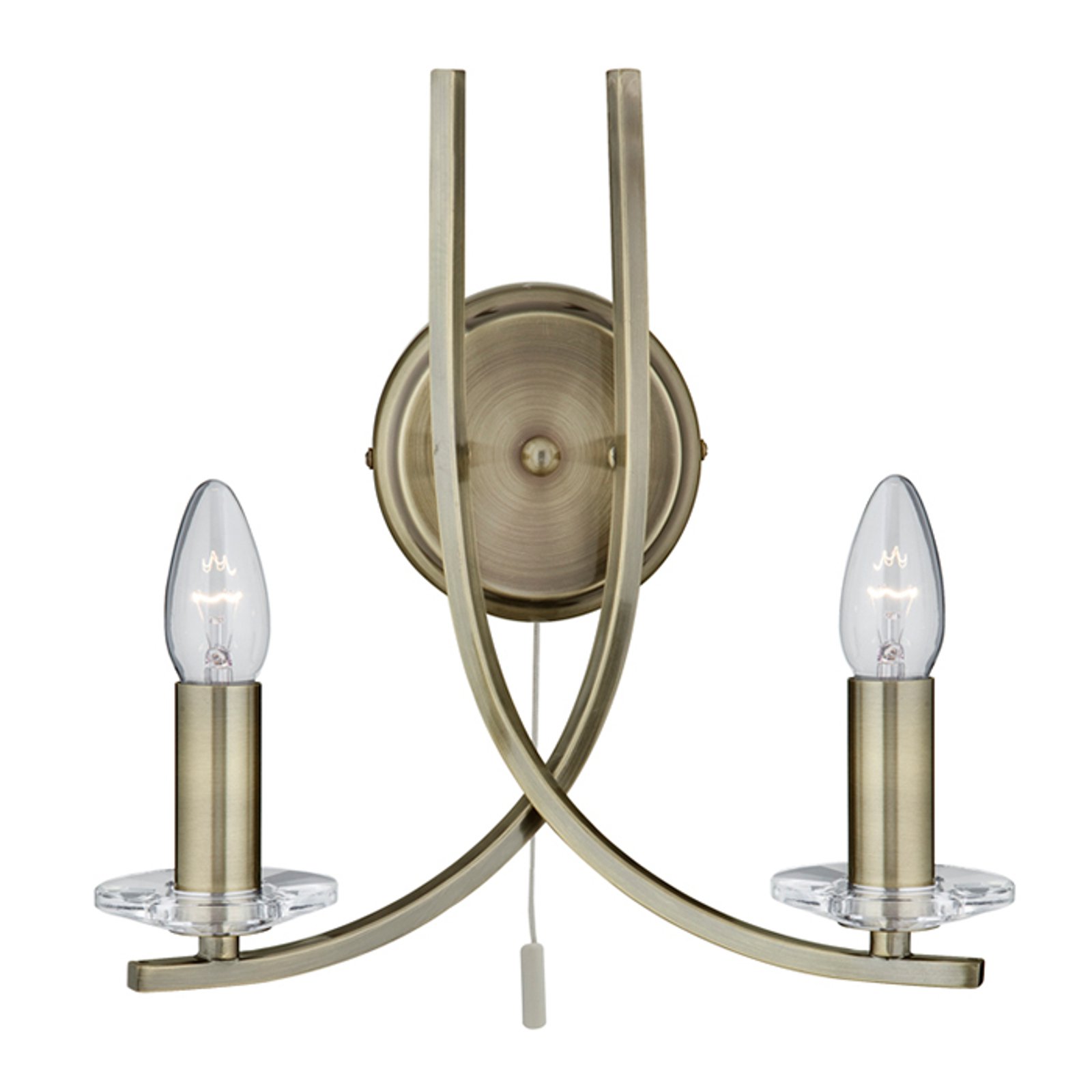 Antikk utformet vegglampe Ascona i messing 2 l.