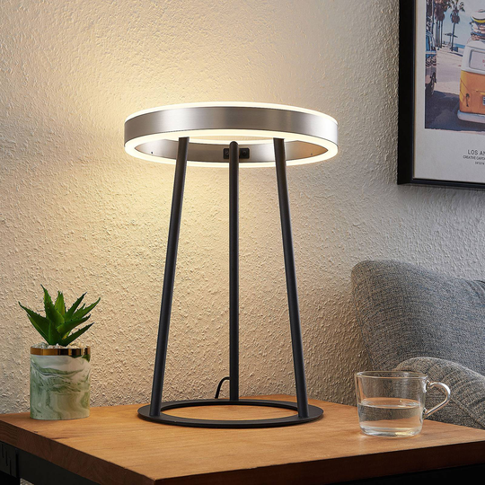 Lucande Seppe LED-bordlampe, nikkel