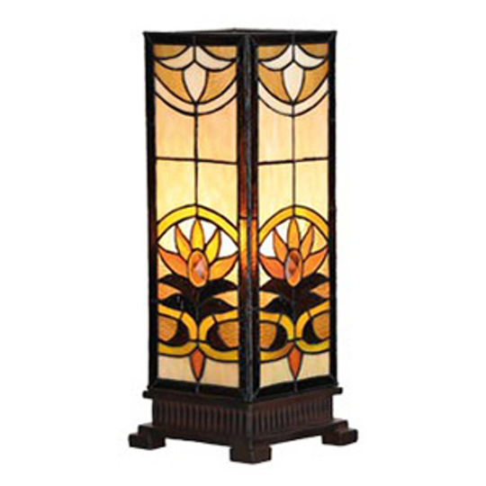 Rettlinjet bordlampe Sina i tiffanystil