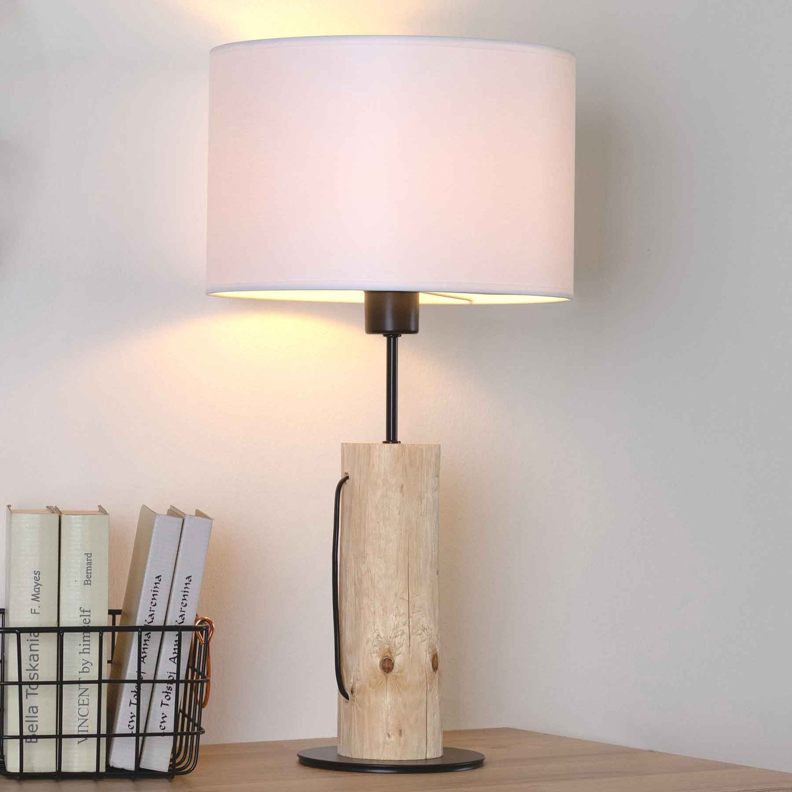 Bordlampe Pino Table, naturlig furutre