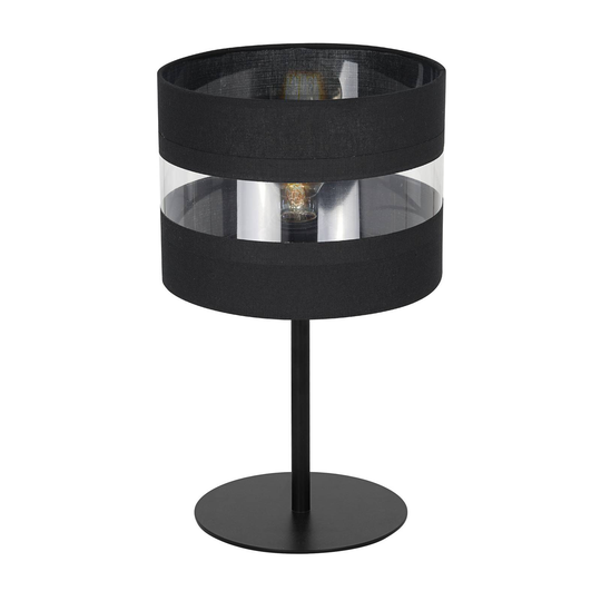 Bordlampe Hara i svart/gull med tøyskjerm