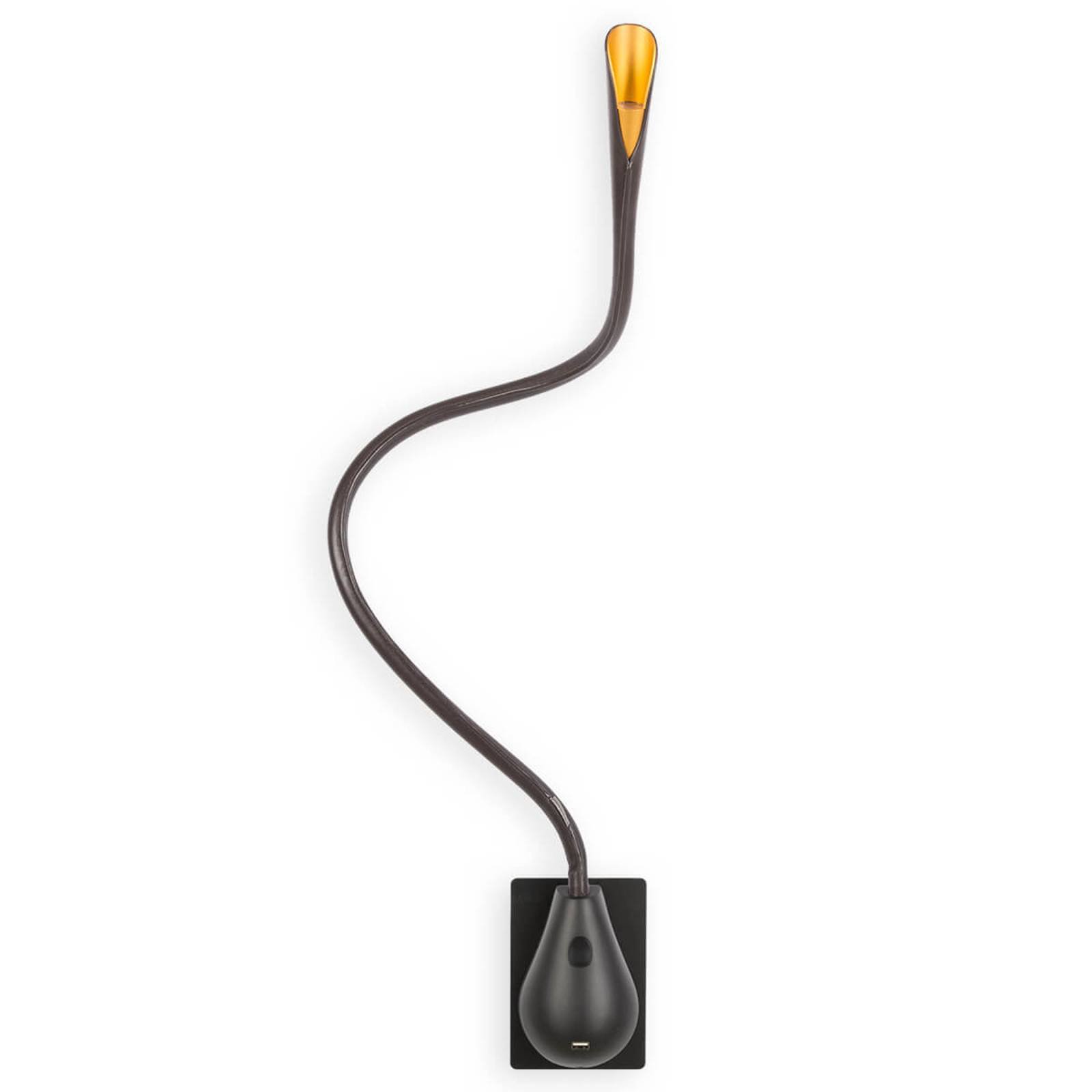 Innermost Cobra – brun LED-vegglampe i lær