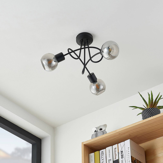 Lindby Eridia taklampe, svart, 3 lyskilder