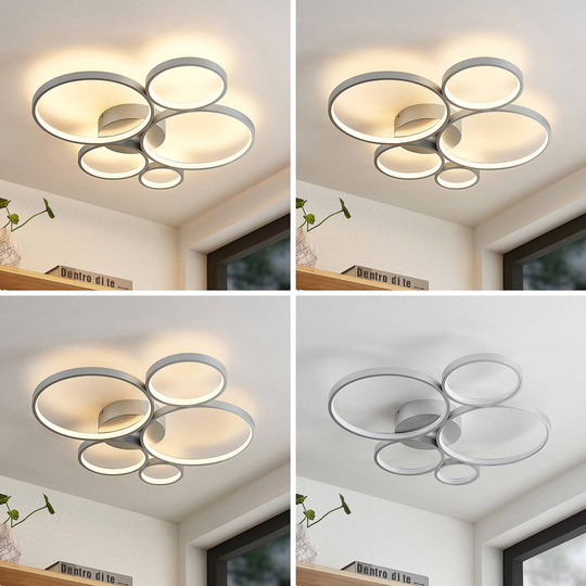 Lindby Jorven LED-taklampe, 5 sirkler, dimbar