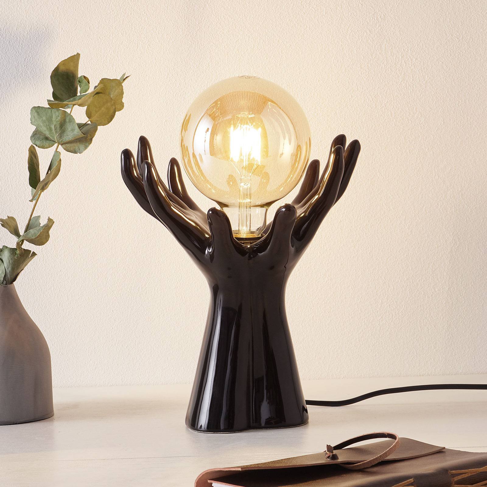 Keramisk bordlampe L183 NR, svart, blank
