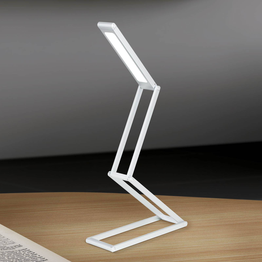 LED-skrivebordslampe Falto med batteri, sølv