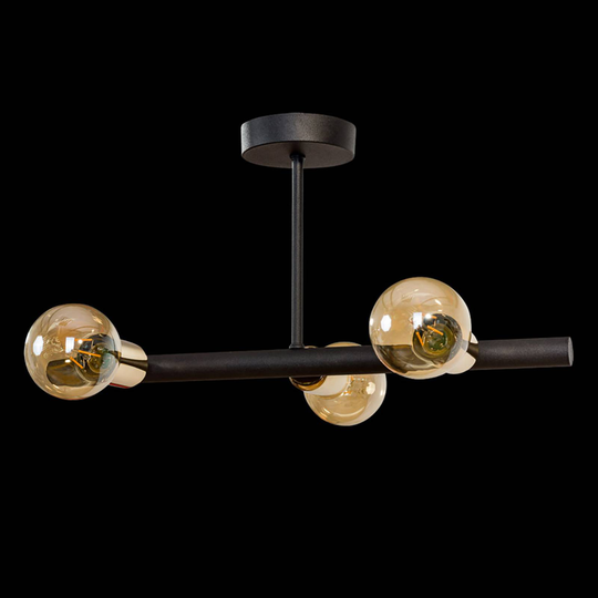 Taklampe Leo, 3 lyskilder, svart/gull