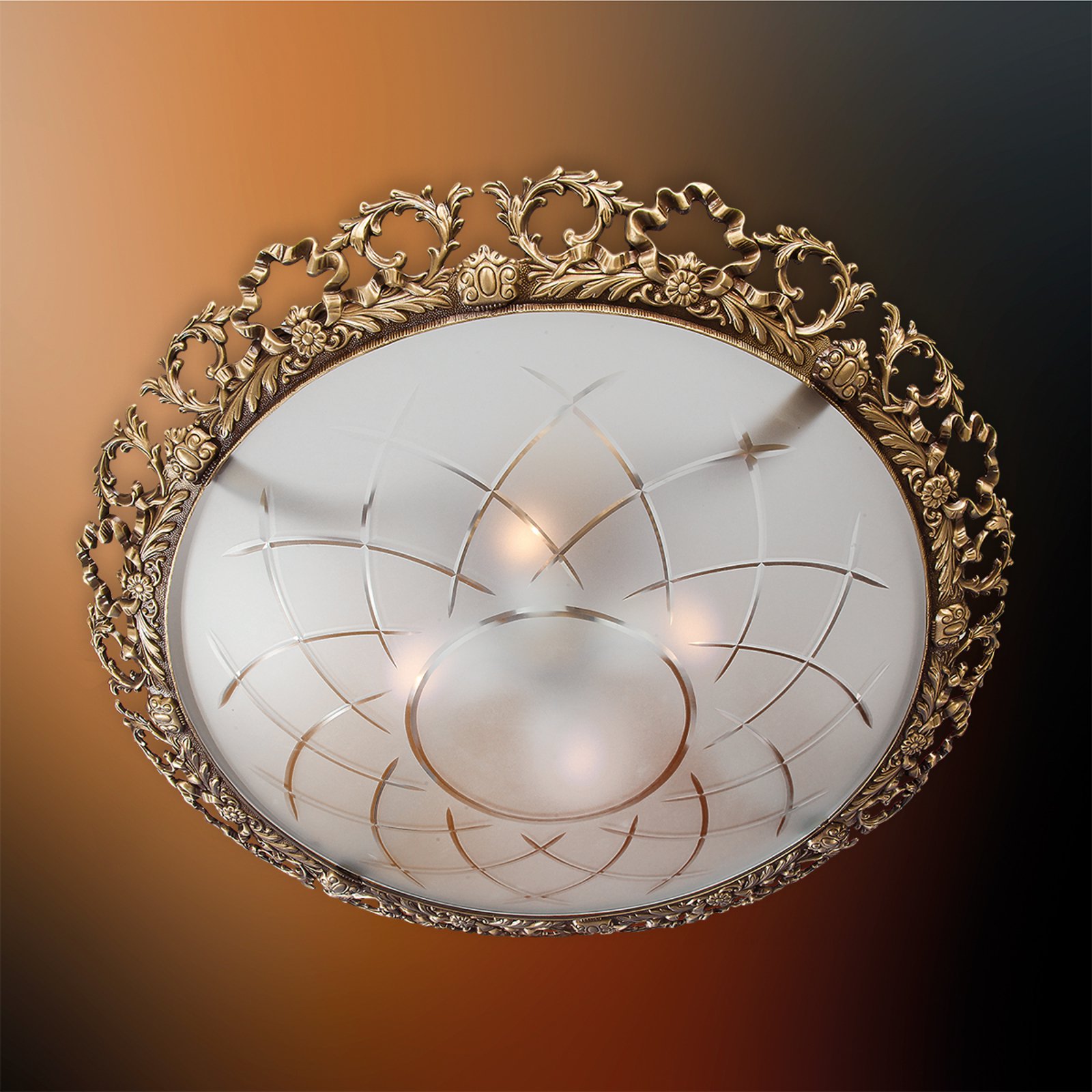 Taklampe Arena med dekorativ kant, 45 cm