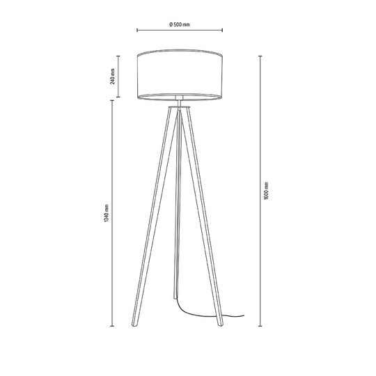 Gulvlampe Maira, tripod, beiset furu, hvit