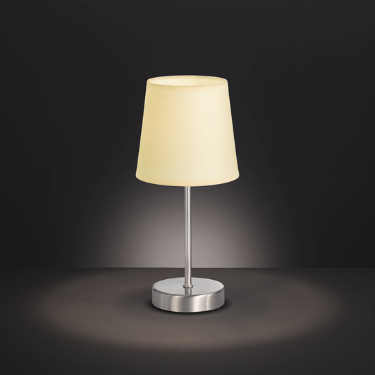 Bordlampe Cesena med beige tekstilskjerm