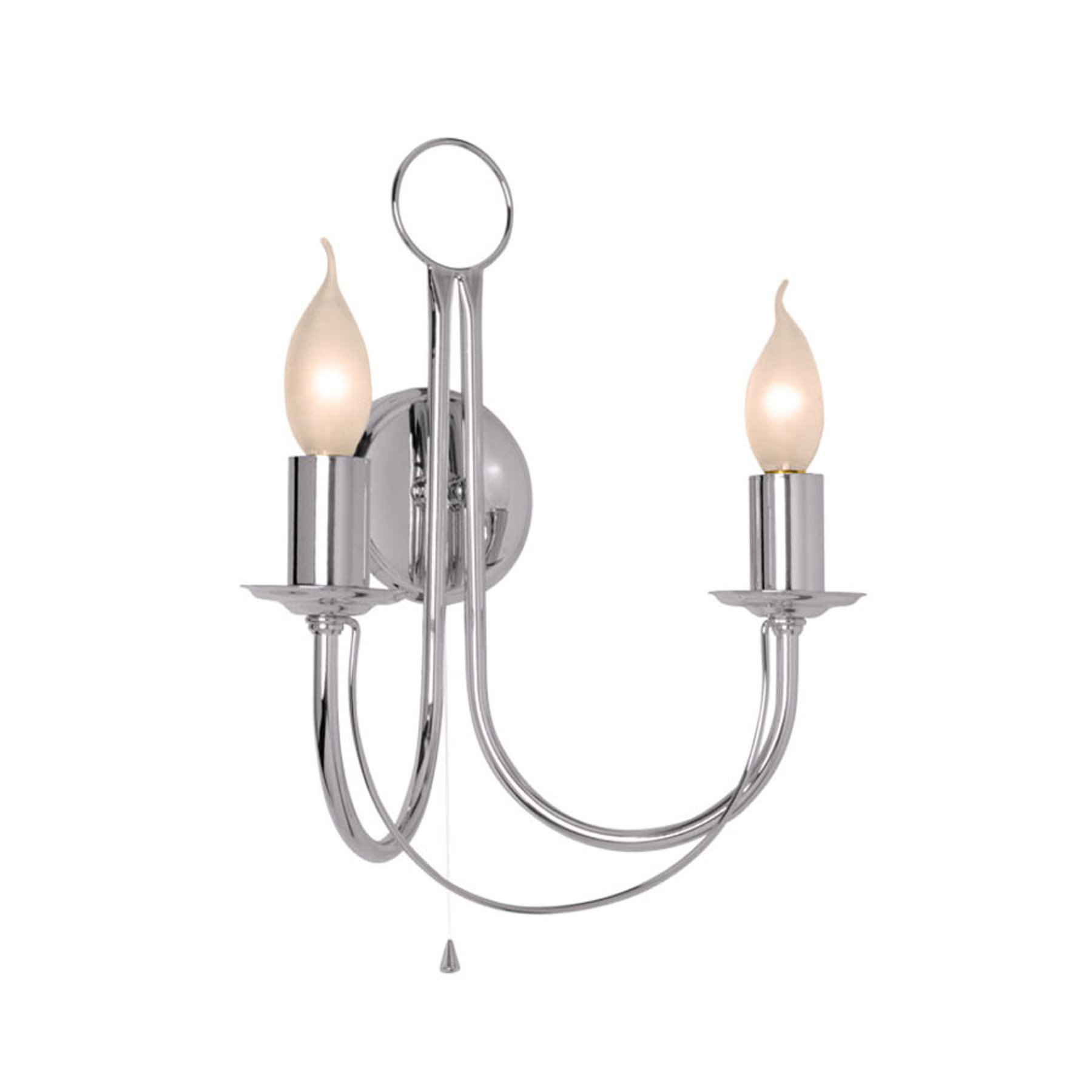 Retro vegglampe, 2 lyskilder, krom
