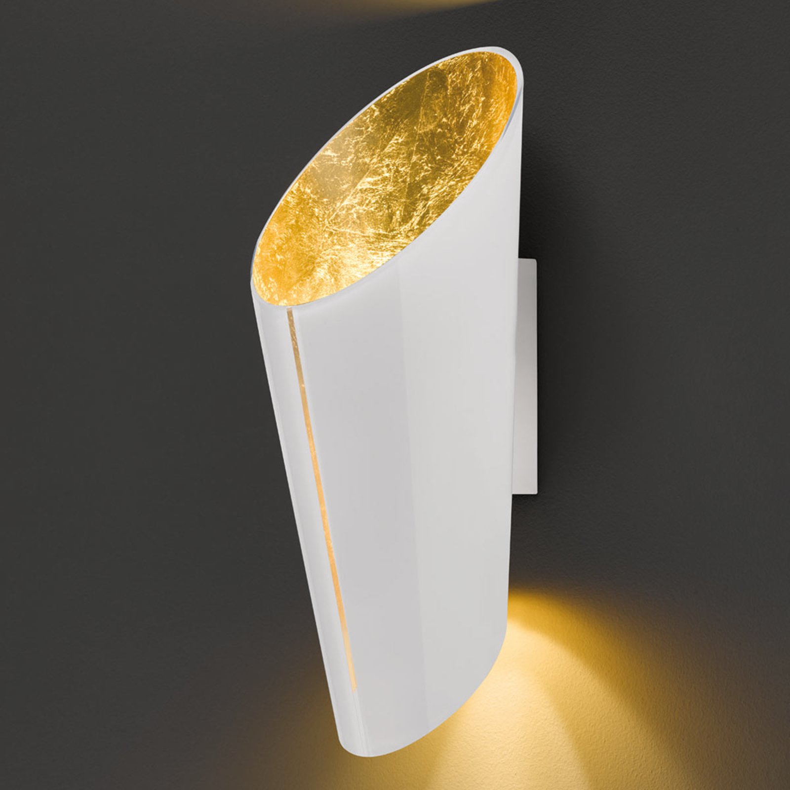 Hvit og gull på - glass-vegglampe Madeira