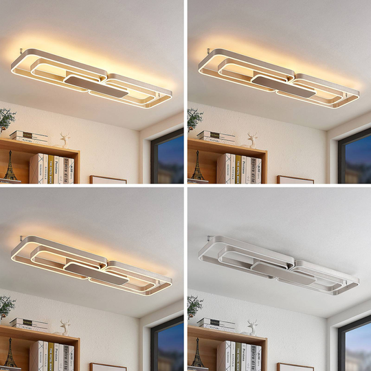 Lucande Kadira LED-taklampe 120 cm nikkel