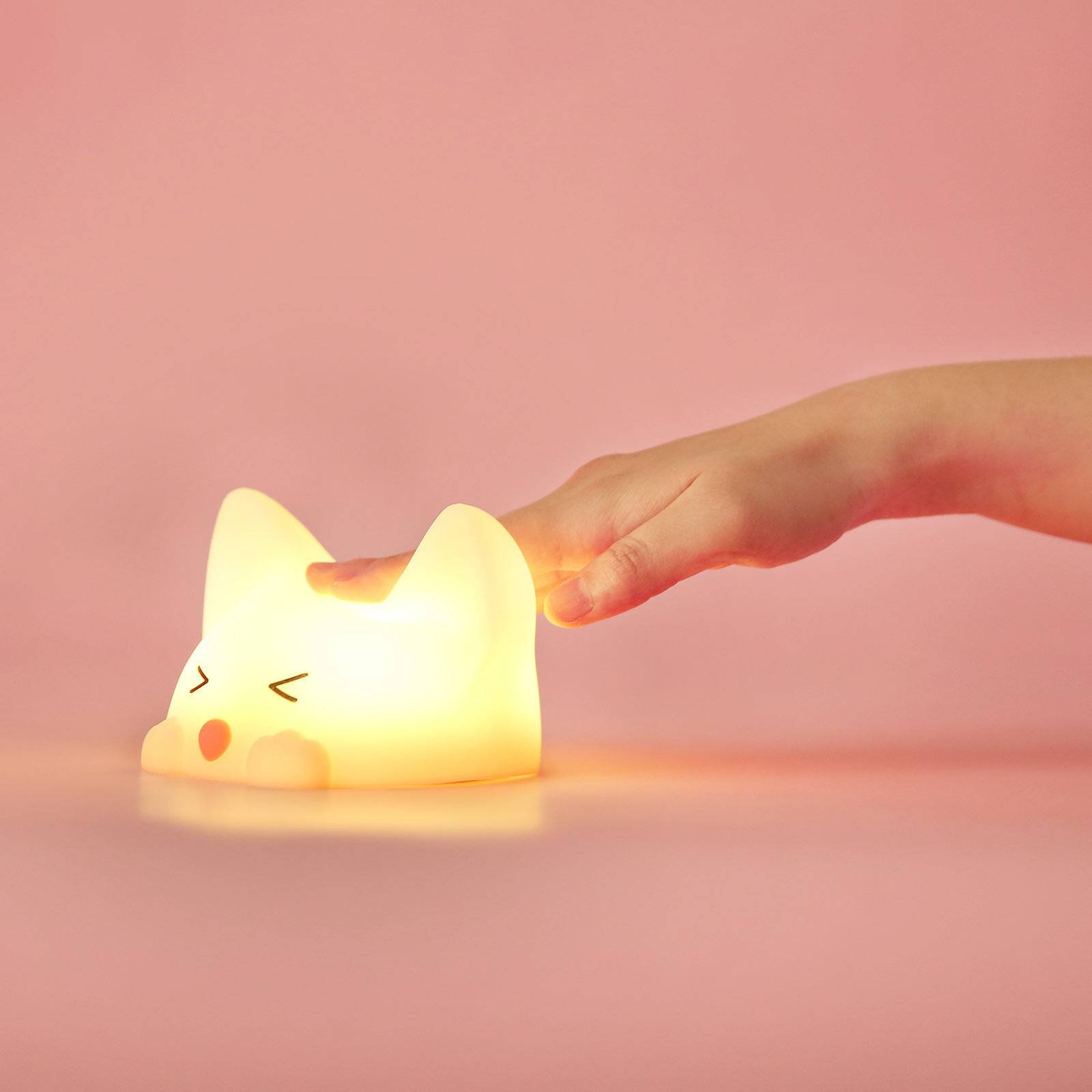 LED-nattlampe med batteri Catty Cat 7 farger + lyd