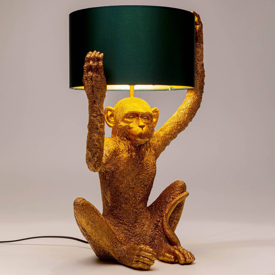 KARE Animal Holding Monkey bordlampe, grønn skjerm